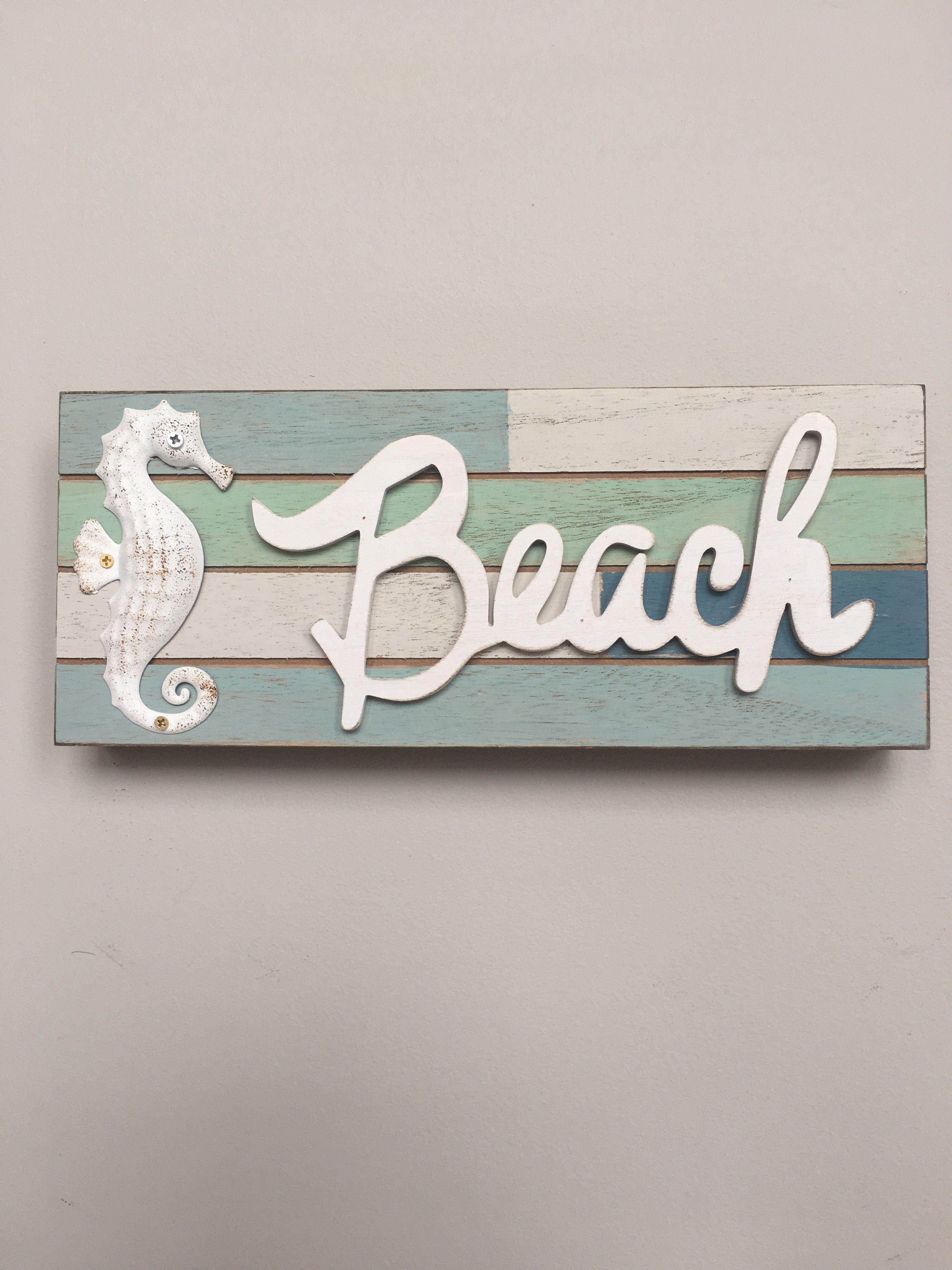 Beach Wall Logo - Sea Horse and Beach Wall Hanging or Block Sitter | Nautical and ...