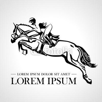Horse Jumping Vector Logo - Silhouette of racing horse with jockey. Logo. Design icons ...