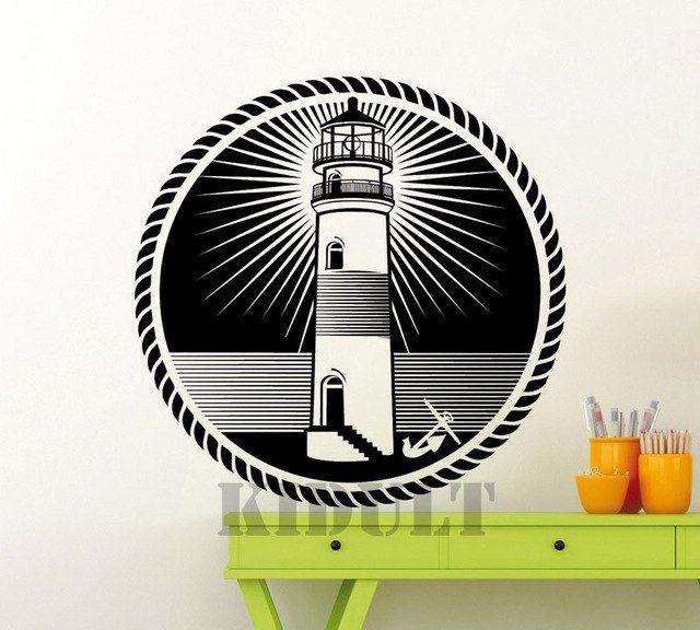Beach Wall Logo - Lighthouse LOGO wall stickers vinyl stickers nautical sea ocean