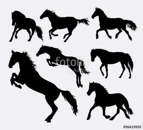 Horse Jumping Vector Logo - Horse, jumping, running, walking, standing, silhouette. Good use