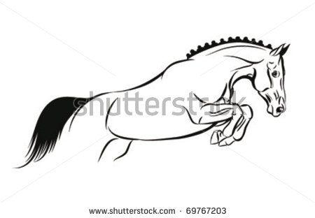 Horse Jumping Vector Logo - jumping horse tattoo designs. Horse Jump Vector Sketch