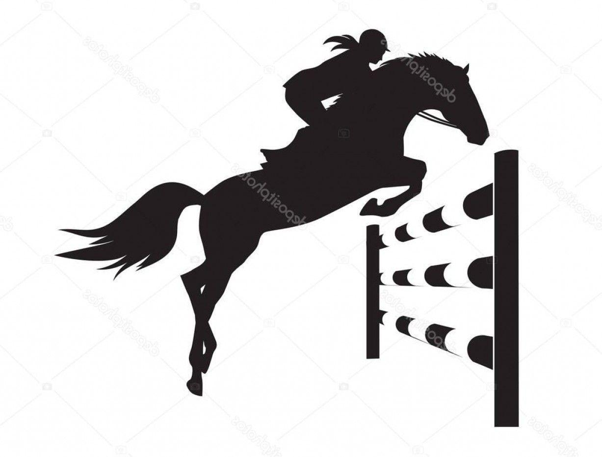 Horse Jumping Vector Logo - Stock Illustration Equestrian Competitions Jumping Horse Vector