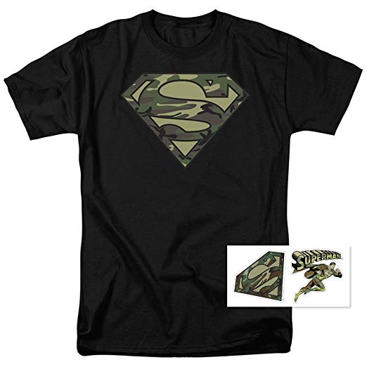 Camo Superman Logo - Popfunk Camo Superman Logo S Shield T Shirt: Clothing