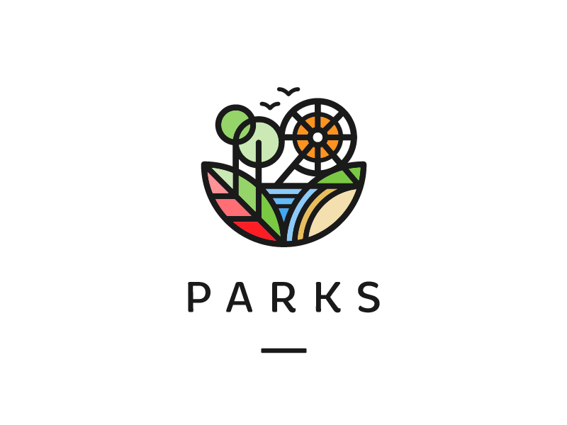 Red-Orange and Green Lines Logo - Parks - Logo Design - Logomark, Type, Park, City, Leafs, Trees ...