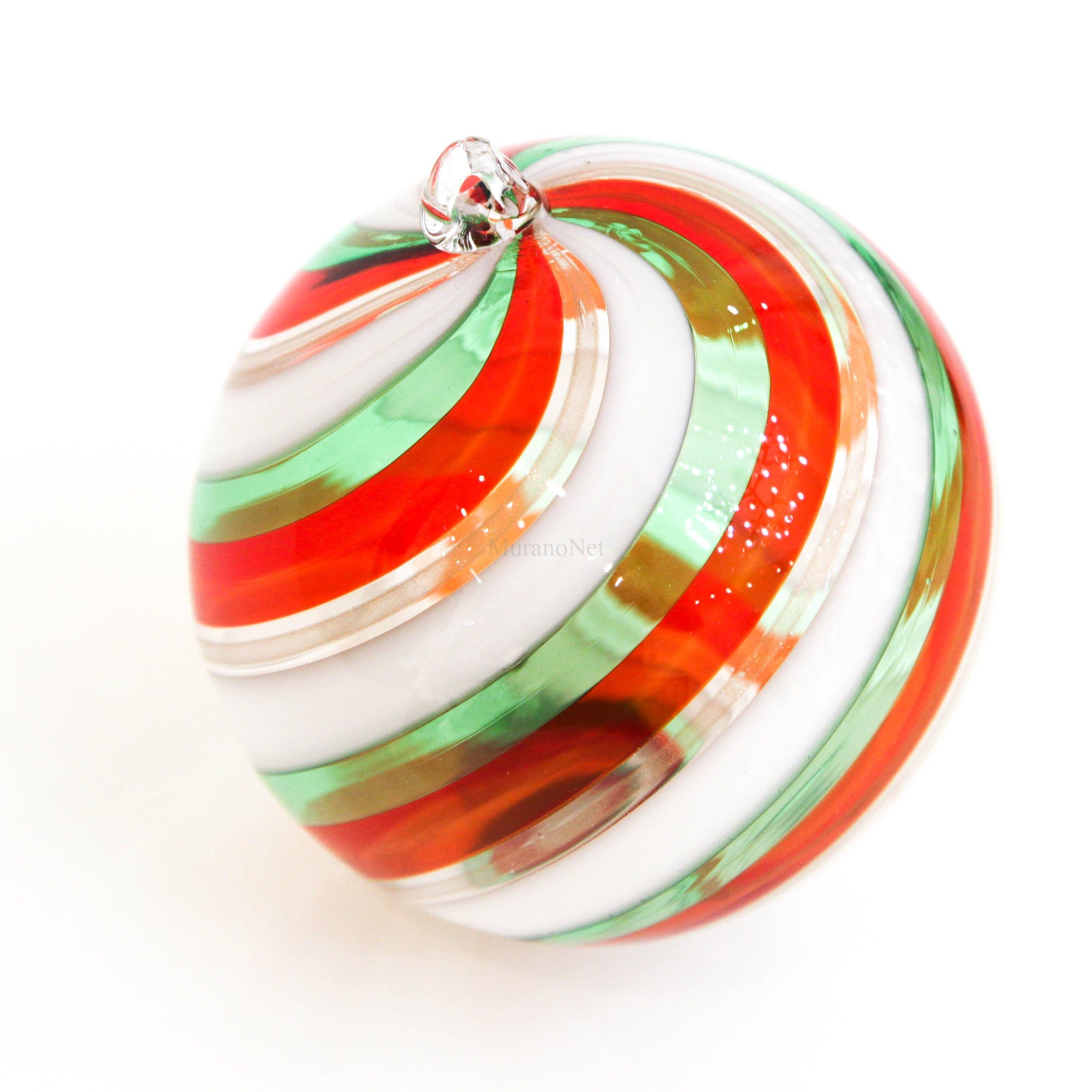 Red-Orange and Green Lines Logo - Christmas bauble and Green Lines in Murano Glass. MuranoNet