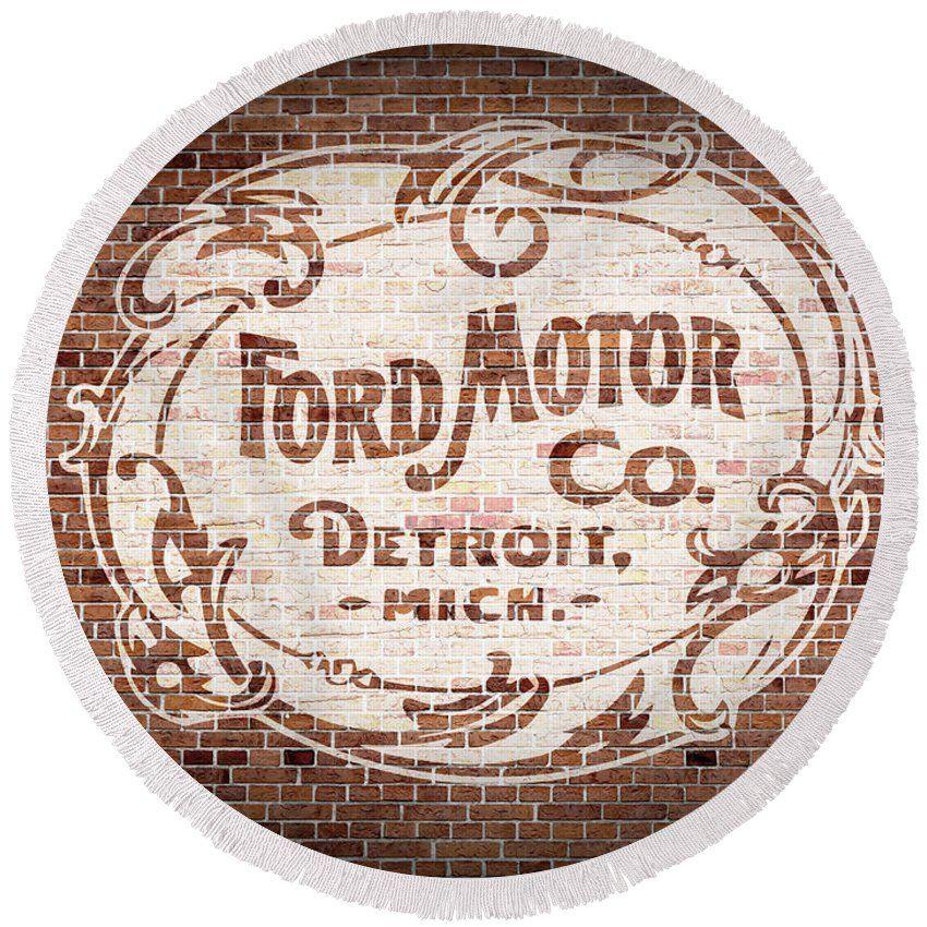 Beach Wall Logo - Vintage Ford Logo Painted On Old Brick Wall In Detroit Michigan ...