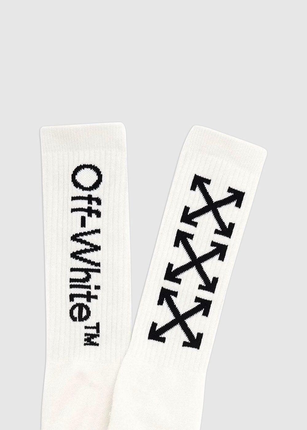 Off White Arrow Brand Logo - OFF-WHITE: ARROW SOCKS [WHITE/BLACK] – A Ma Maniere
