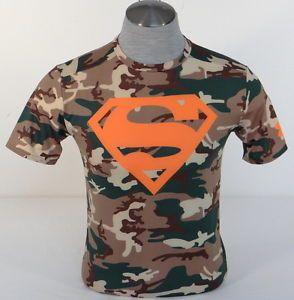 Orange Camo Superman Logo - Under Armour Moisture Wicking Camo Superman Logo Compression Shirt ...