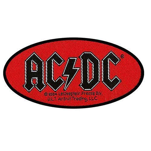 Red Oval Circle Logo - Ac/Dc Logo Black On Red Oval Sew-On Cloth Patch | Fruugo