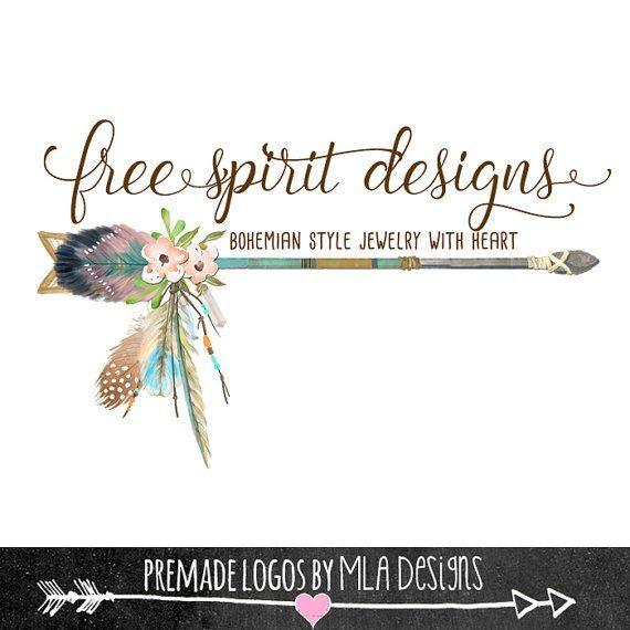 Native American Feather Logo - Arrow and Feathers Logo, Native American Logo, Premade Logo, Custom