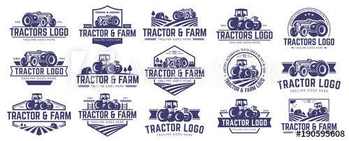 Farm Tractor Logo - Collection of Tractor and farm logo template, vector set, vector ...