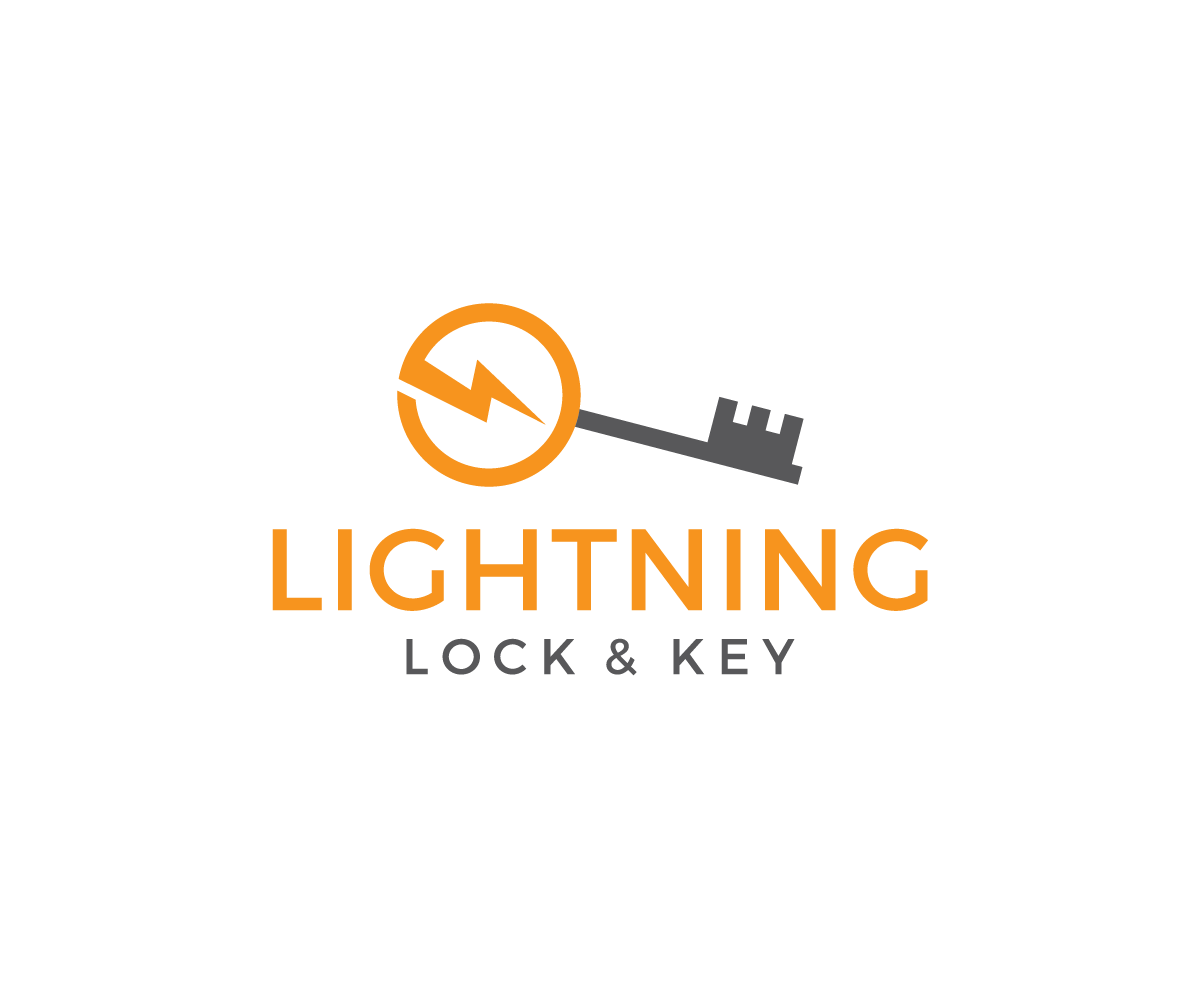 Orange Key Logo - Serious, Professional, Locksmith Logo Design for Lightning Lock ...