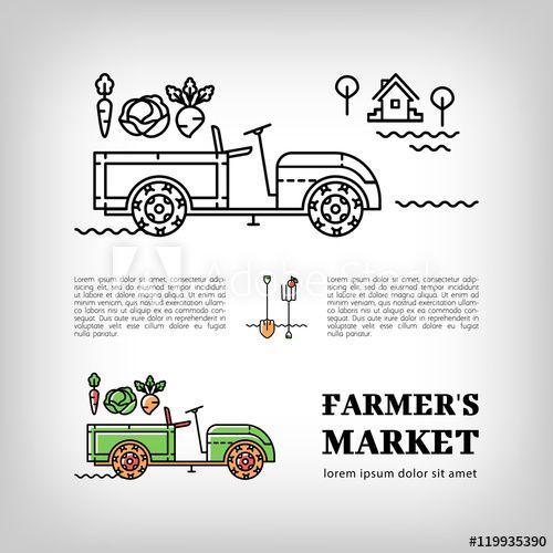 Farm Tractor Logo - Farmers market logotype, Farm tractor icon in a thin line art style ...