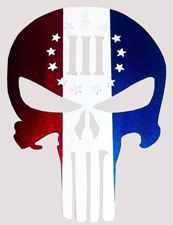 Red White Blue Punisher Logo - Red White & Blue Punisher Skull | Etsy