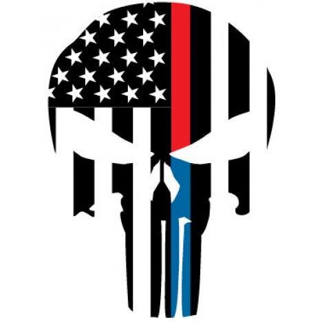 Red White Blue Punisher Logo - Thin Red/Blue Line Flag Punisher Skull Reflective Rear Window Decal ...