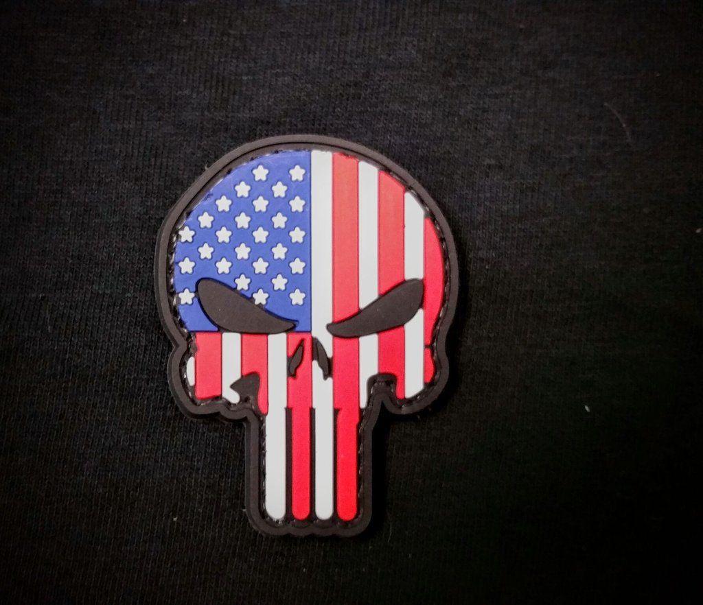 Red White Blue Punisher Logo - DDT Punisher Skull (Red, White, and Blue) Rubber Patch