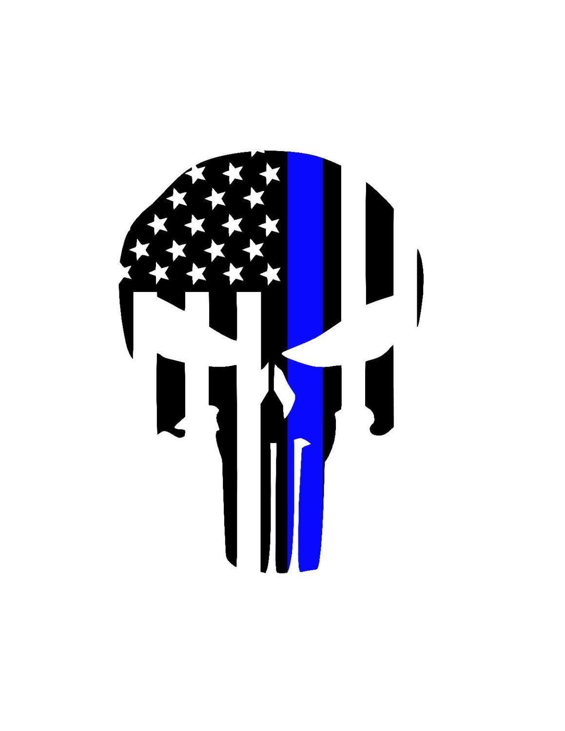 Red White Blue Punisher Logo - Punisher Skull Back The Blue Police Lives Matter Decal - Yeti Decal ...
