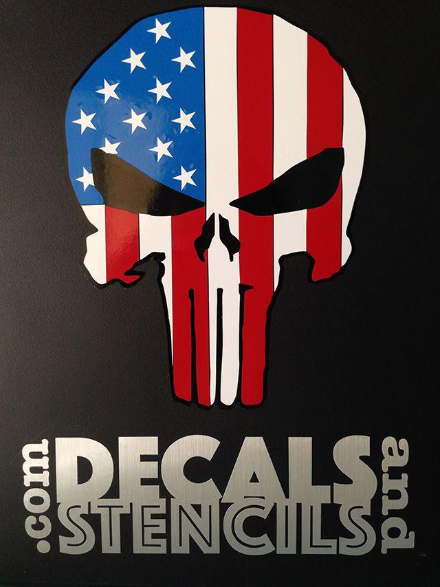 Red White Blue Punisher Logo - Color Punisher USA Skull Vinyl Decals and Paint Stencils