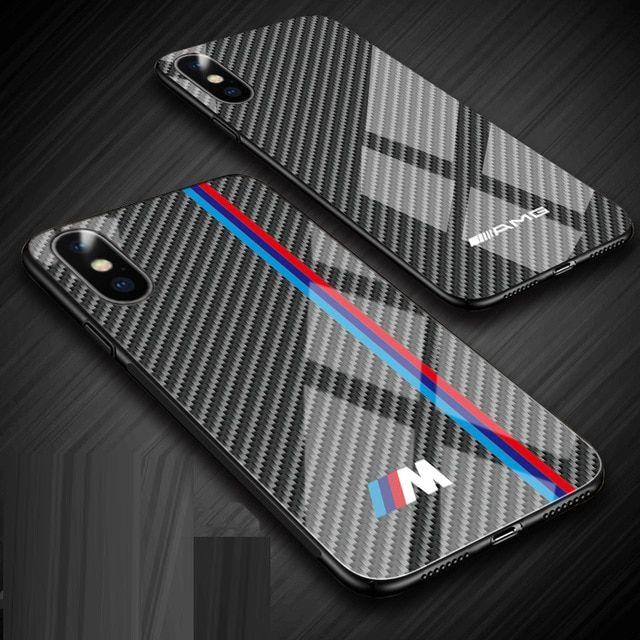 AMG Carbon Logo - Hot Motorsport AMG carbon fiber cover case for iphone 6 S plus 7 ...