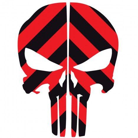 Red White Blue Punisher Logo - Punisher Skull Black & Red Chevron Reflective Rear Helmet Decal