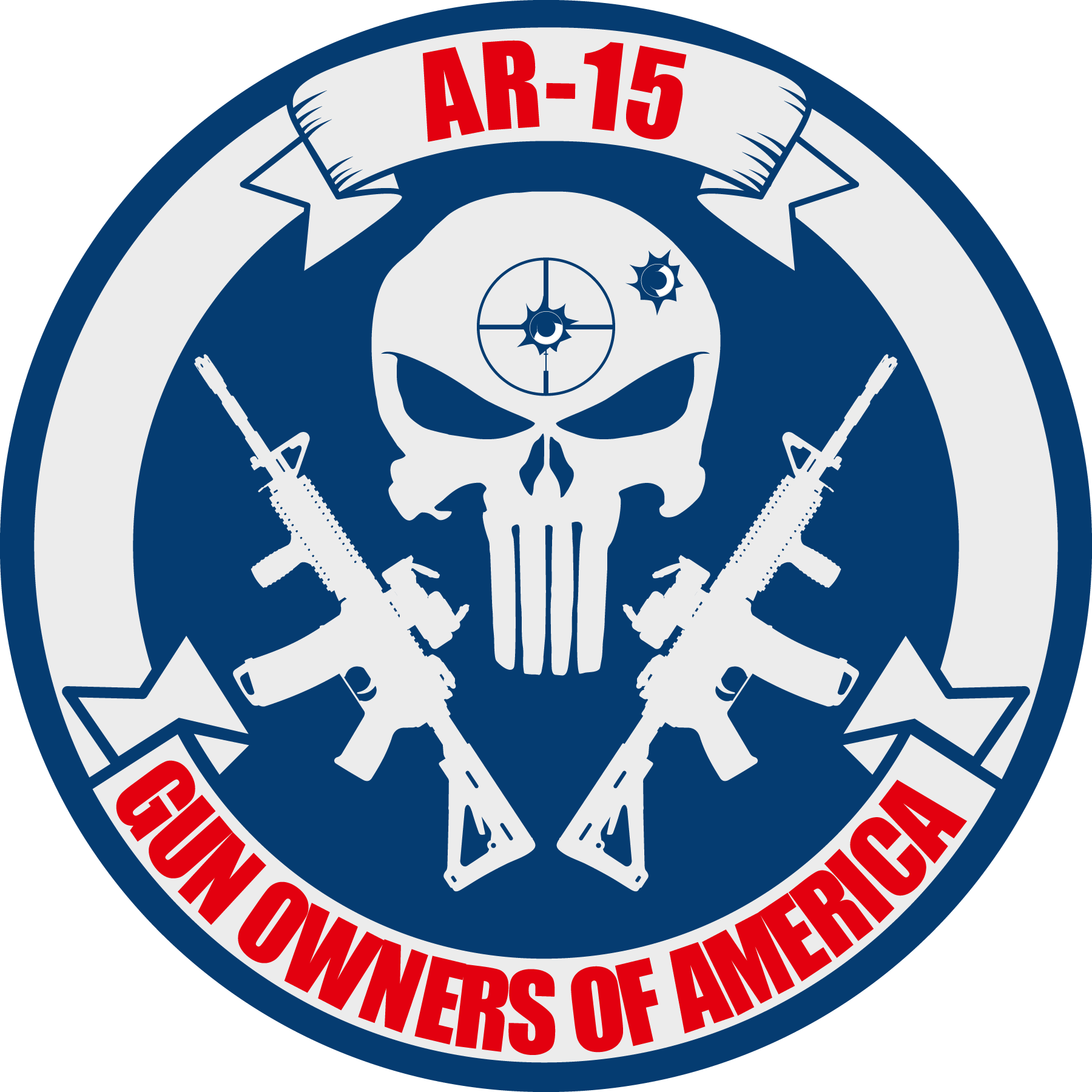 Red White Blue Punisher Logo - AR15GOA PUNISHER DECAL – RED, WHITE & BLUE – AR-15 Gun Owners of America