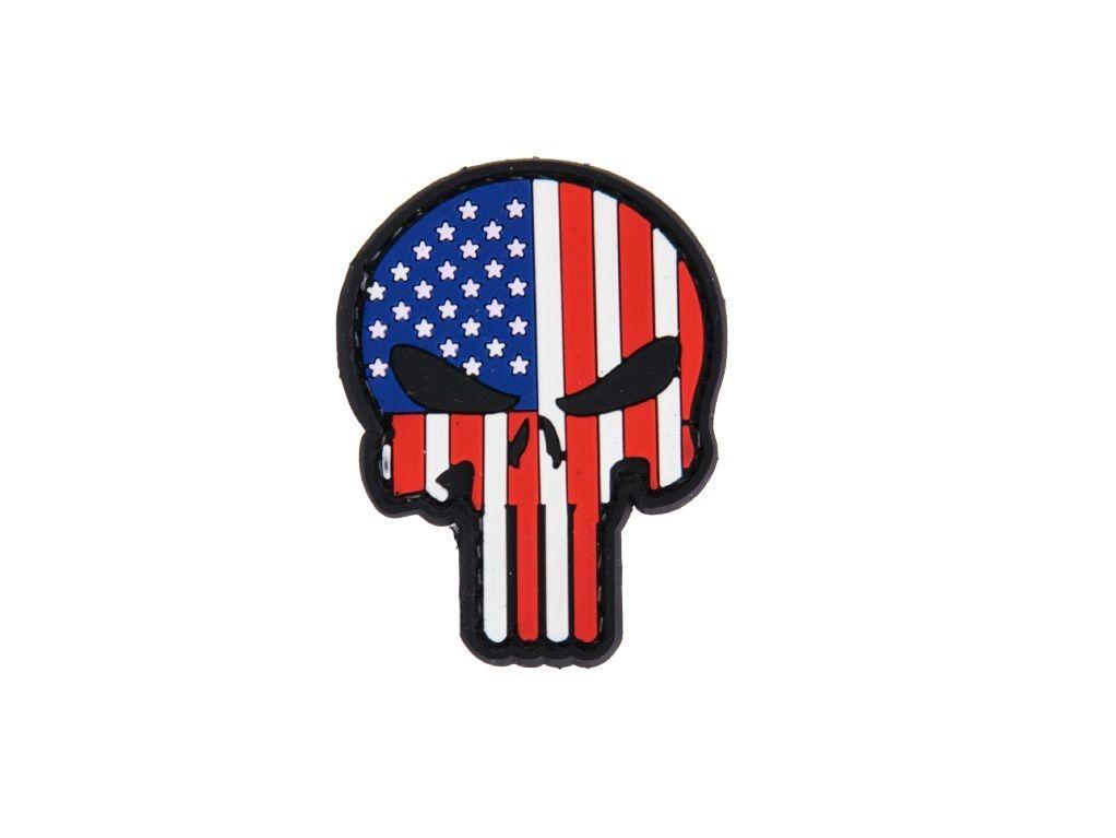 Red White Blue Punisher Logo - Vertical Punisher Skull Red White & Blue USA Flag PVC Velcro Patch ...