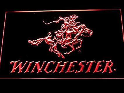 Winchester Firearms Logo - Amazon.com: Winchester Firearms Gun LED Neon Sign Man Cave D243-R ...
