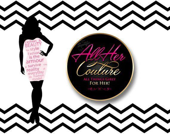 Clothing Line Logo - Fashion Couture Logo Design Round Text Logo in Pink and Gold | Etsy