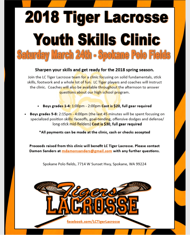 LC Tigers Logo - LC Tiger Youth Skills Clinic – Lewis & Clark Tiger Lacrosse