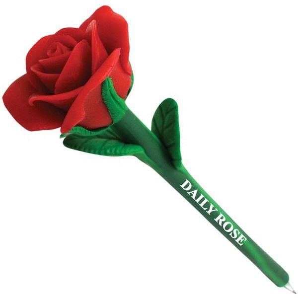 Red Flower Logo - Promotional Red Rose Flower Pen. Customized Red Rose Flower Pen
