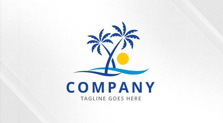 Beach Logo - Palm - Tree Beach Logo - Logos & Graphics