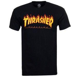 Black and Purple Flames Logo - Thrasher Skateboard Skate Mag Flame Logo Black T Shirt ...