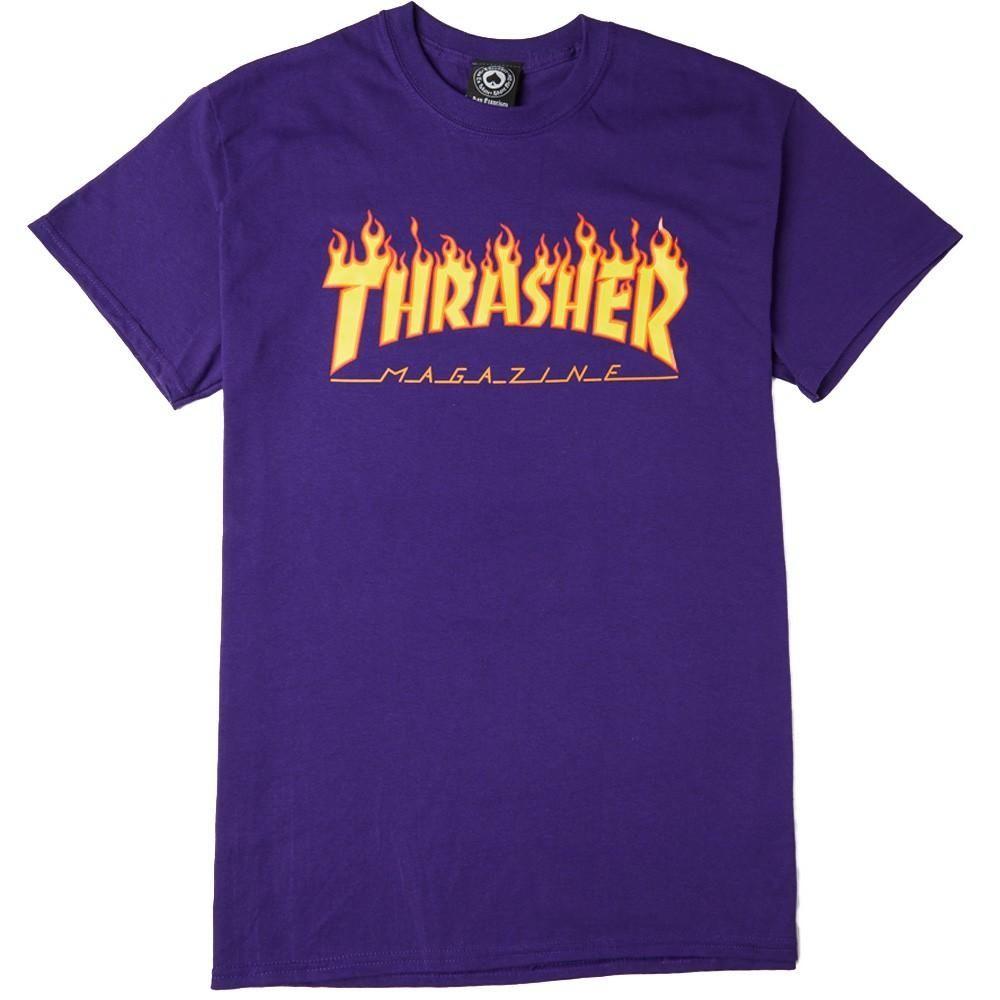 Black and Purple Flames Logo - Thrasher - Flame Logo Mens Tee Purple | eBay