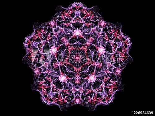 Black and Purple Flames Logo - Mandala pink and purple flame pentagonal on black background ...