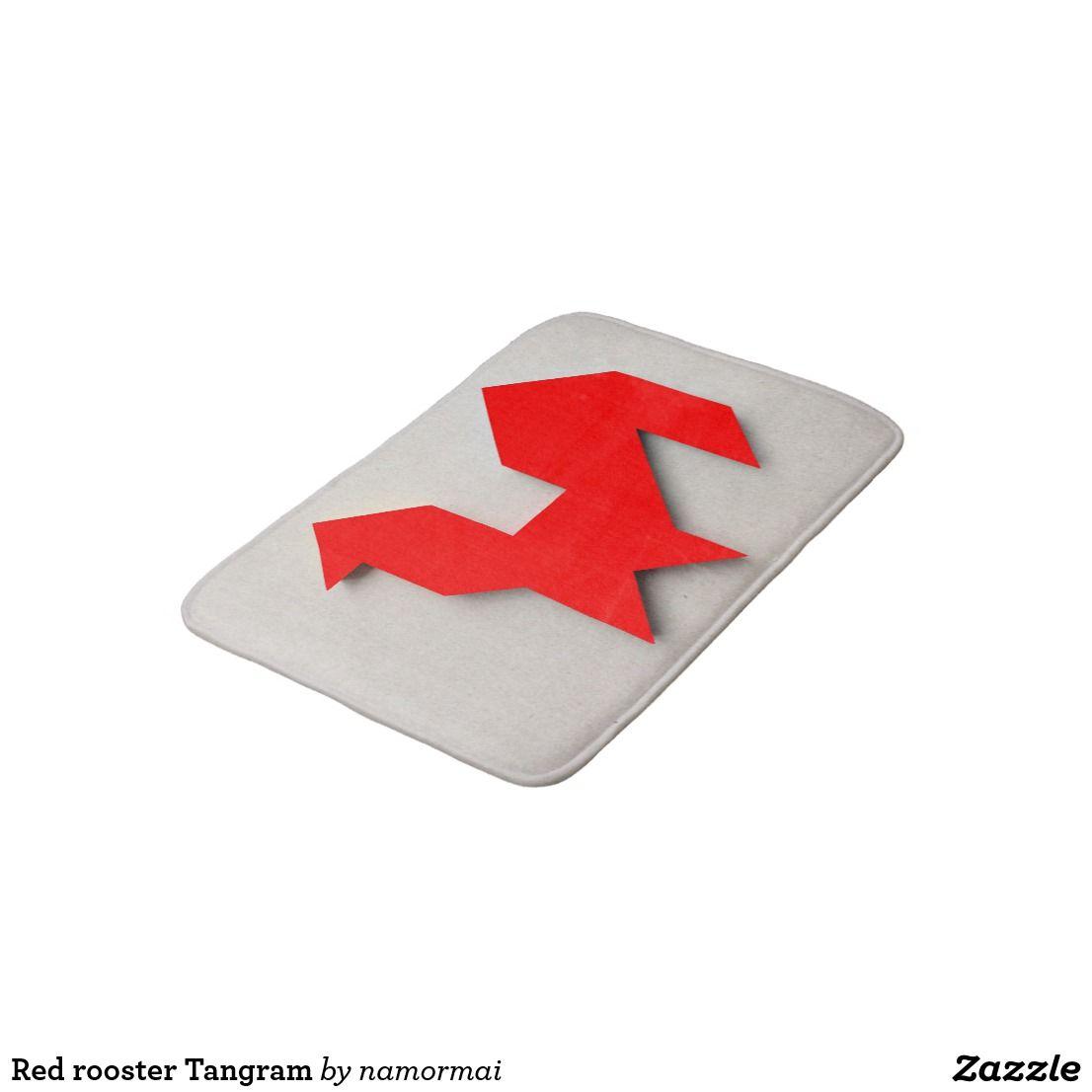 Red Rooster in a Trinangle Logo - Red rooster Tangram Bath Mat