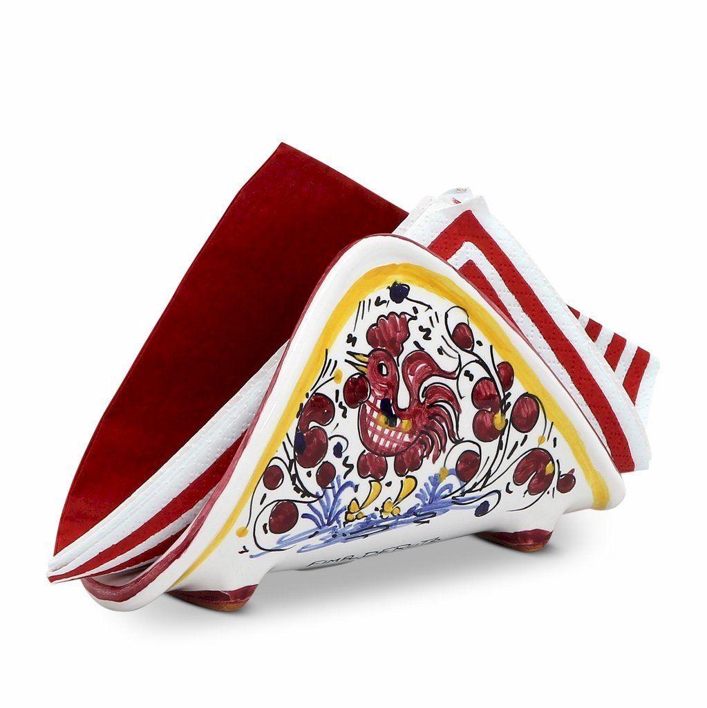 Red Rooster in a Trinangle Logo - ORVIETO RED ROOSTER: Napkin Holder - Artistica.com