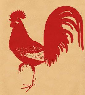 Red Rooster in a Trinangle Logo - Vintage Red Rooster Craft Supplies