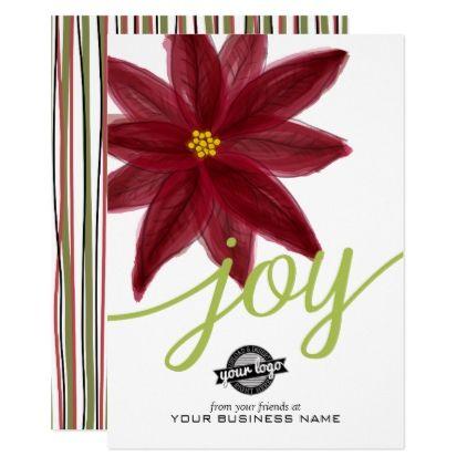 Poinsettia Logo - Business add logo with Watercolor Poinsettia Card. Poinsettia