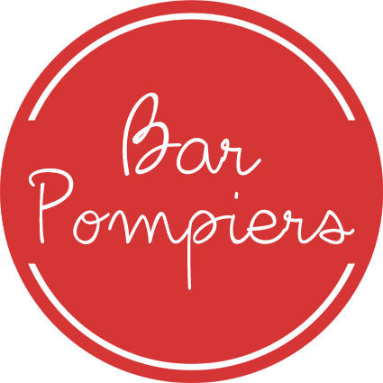 Bar Service in the Red Circle Logo - Bar Pompiers. Exclusive mobile bar service