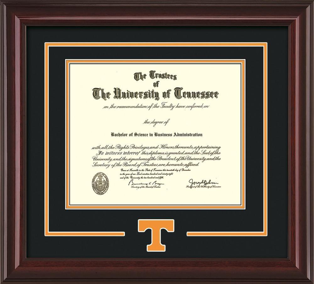 Orange Andblack U Logo - U. Tennessee Diploma Frame-Mahog Lacquer-UTK Logo Cutout-Black ...