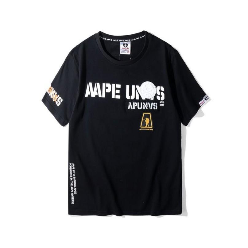Aape Logo - aape logo print short sleeve crewneck t-shirts mens black,real bape ...