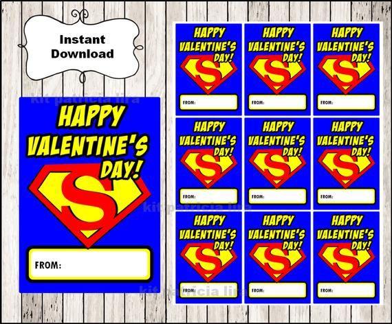 Valentine Superman Logo - Superman logo Valentine's Day Cards instant download