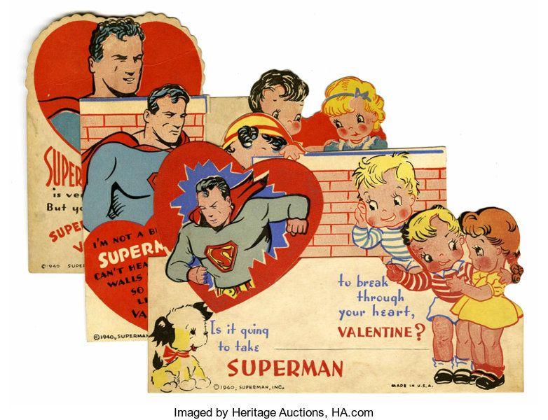 Valentine Superman Logo - Superman Valentine's Day Cards (Superman Inc., 1940). This group