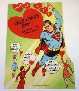 Valentine Superman Logo - VTG 1966 SUPERMAN VALENTINE DAY DIE CUT CARD UNUSED WHEEEE! 8 X 5