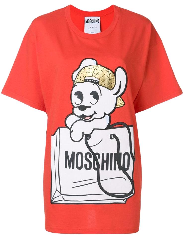 Moschino Couture Logo - Moschino Black White Red Gold Couture Pudge Logo Printed T Shirt Tee