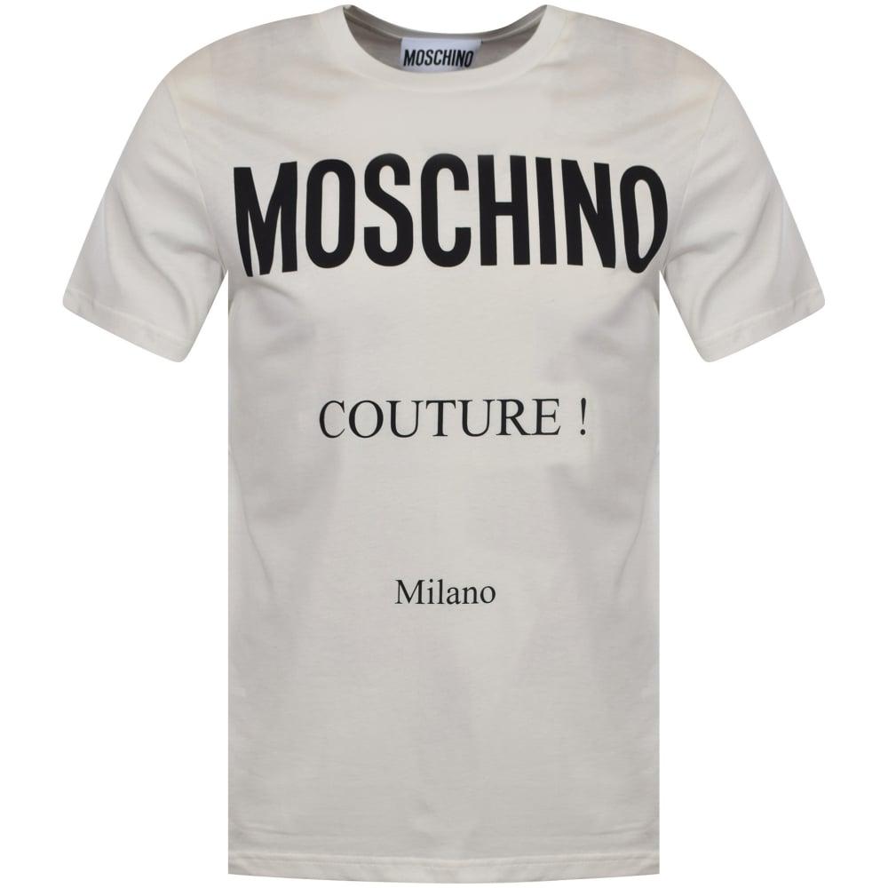 Moschino Couture Logo - MOSCHINO Moschino Cream Black Couture Text Logo T Shirt