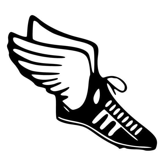 Track and Field Winged Foot Logo - Track & Field Runner Shoe with wings by BeeMountainGraphics. track
