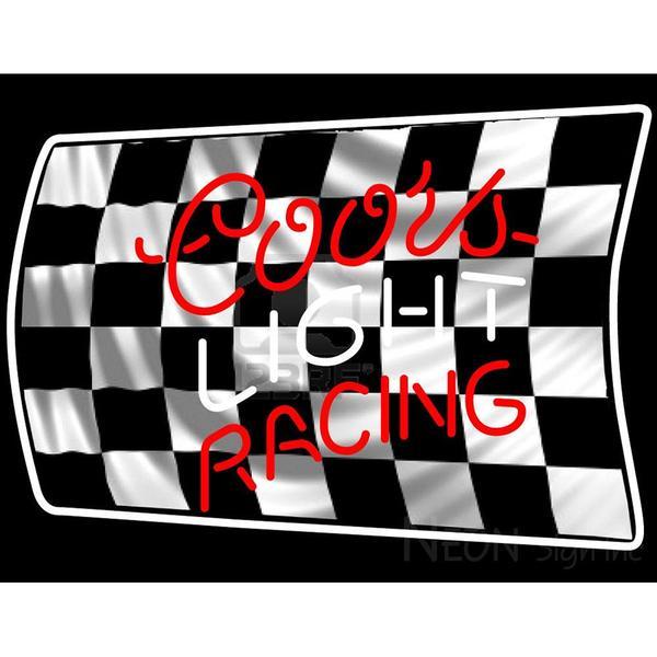 Coors Light Racing Logo - Coors Light Racing Checker Flag Beer Sign – Neon Sign Inc