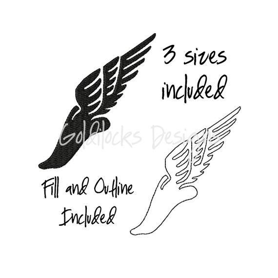 Track Winged Foot Logo - Winged foot track and field embroidery design in 3 sizes in | Etsy