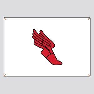 Red Flying Foot Logo - Track And Field Winged Foot Banners - CafePress